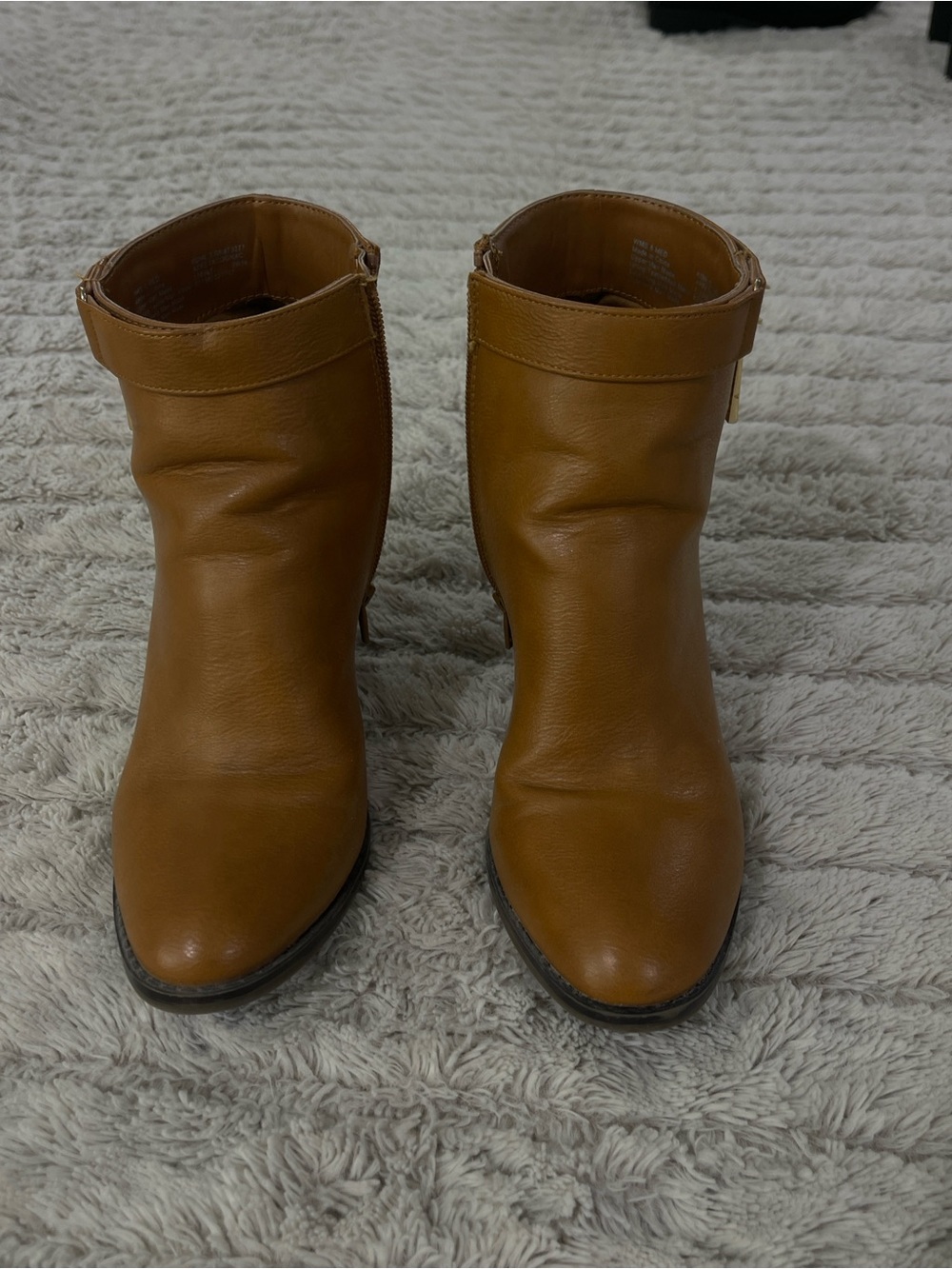 Apt. 9 Cognac Leather Ankle Booties with Side Zip